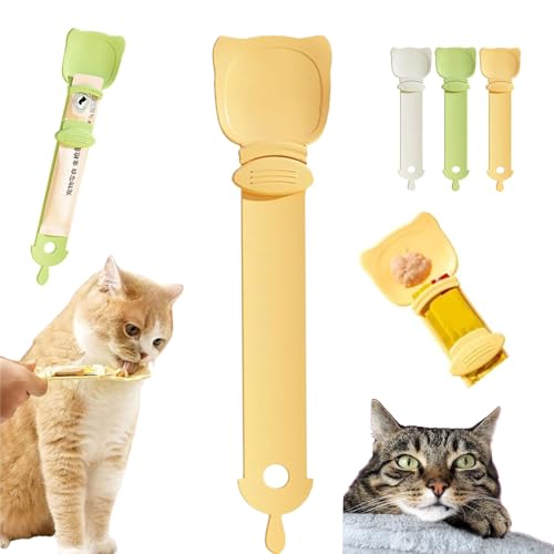 Happy Spoon for Cats, Cat Strip Happy Spoon, Happy Spoon Cat Treat Feeder, Multi Functional Cuddles and Meow Pet Spoons, Cat Wet Treat Squeeze Treats Spoon, Cat Claw Shaped Feeder Spoon (Orange) von DANC