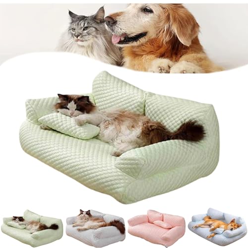 Ice Silk Cooling Pet Bed Breathable Washable Dog Sofa Bed, Dog Cooling Bed Summer Sleeping Cool Ice Silk Bed for Small, Medium, Large Dogs and Cats Breathable Washable Pet Beds (L,Green) von DANC