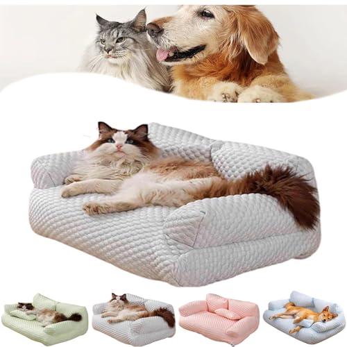 Ice Silk Cooling Pet Bed Breathable Washable Dog Sofa Bed, Dog Cooling Bed Summer Sleeping Cool Ice Silk Bed for Small, Medium, Large Dogs and Cats Breathable Washable Pet Beds (L,Grey) von DANC