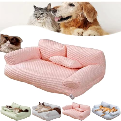 Ice Silk Cooling Pet Bed Breathable Washable Dog Sofa Bed, Dog Cooling Bed Summer Sleeping Cool Ice Silk Bed for Small, Medium, Large Dogs and Cats Breathable Washable Pet Beds (L,Pink) von DANC