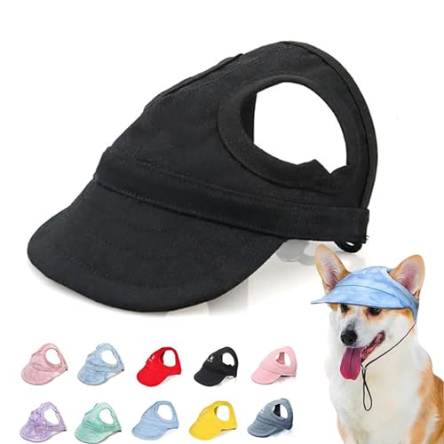 Outdoor Sun Protection Hood for Dogs, Sun Hat for Dogs, Adjustable Dog Sun Protection Baseball Hat Cap, Summer Outdoor Pet Dog Sun Protection Sports Sun Hat with Ear Holes (L,Black) von DANC