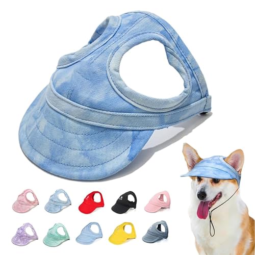 Outdoor Sun Protection Hood for Dogs, Sun Hat for Dogs, Adjustable Dog Sun Protection Baseball Hat Cap, Summer Outdoor Pet Dog Sun Protection Sports Sun Hat with Ear Holes (L,Cloud Blue) von DANC