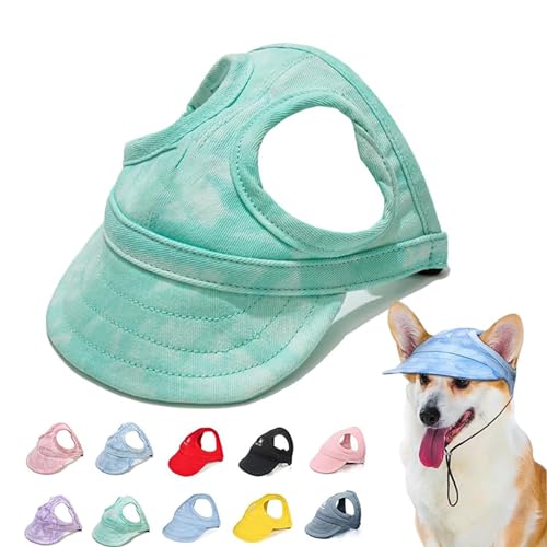 Outdoor Sun Protection Hood for Dogs, Sun Hat for Dogs, Adjustable Dog Sun Protection Baseball Hat Cap, Summer Outdoor Pet Dog Sun Protection Sports Sun Hat with Ear Holes (L,Cloud Green) von DANC