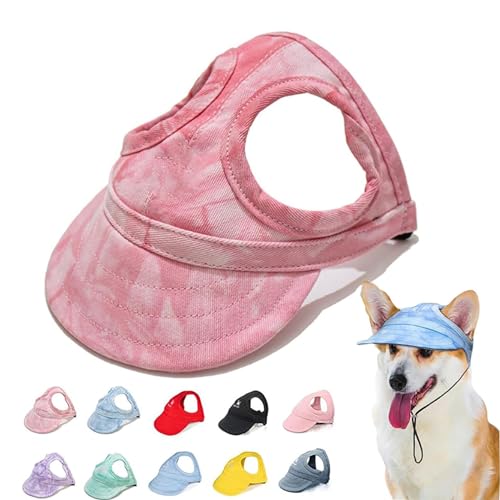 Outdoor Sun Protection Hood for Dogs, Sun Hat for Dogs, Adjustable Dog Sun Protection Baseball Hat Cap, Summer Outdoor Pet Dog Sun Protection Sports Sun Hat with Ear Holes (L,Cloud Pink) von DANC