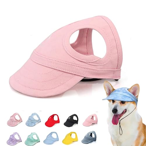 Outdoor Sun Protection Hood for Dogs, Sun Hat for Dogs, Adjustable Dog Sun Protection Baseball Hat Cap, Summer Outdoor Pet Dog Sun Protection Sports Sun Hat with Ear Holes (L,Pink) von DANC