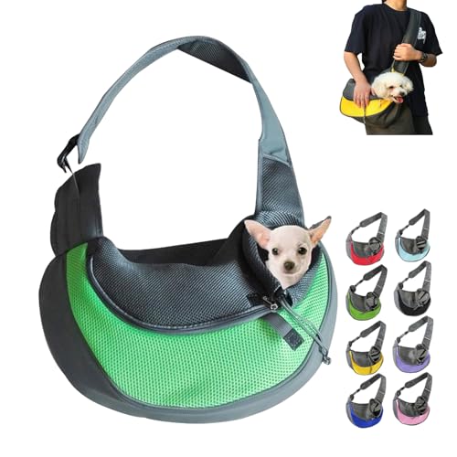 Pet Carrier - for Cats and Small Dogs, Portable Adjustable Breathable and Comfortable Soft-Sided Crossbody Pet Out travel Bag, Pet Carrier Shoulder Bag Backpack (S,Green) von DANC