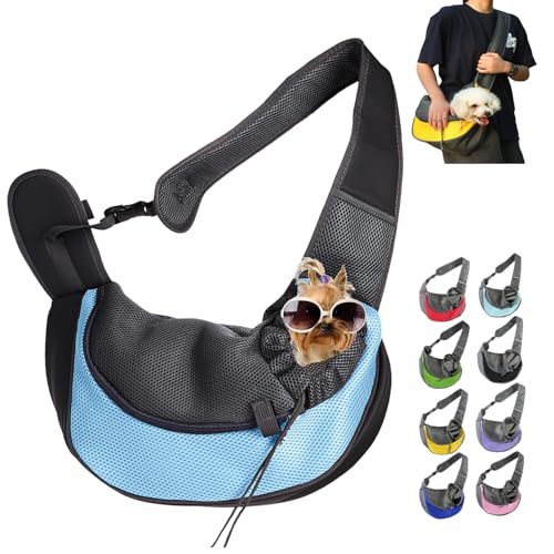 Pet Carrier - for Cats and Small Dogs, Portable Adjustable Breathable and Comfortable Soft-Sided Crossbody Pet Out travel Bag, Pet Carrier Shoulder Bag Backpack (S,Sky Blue) von DANC