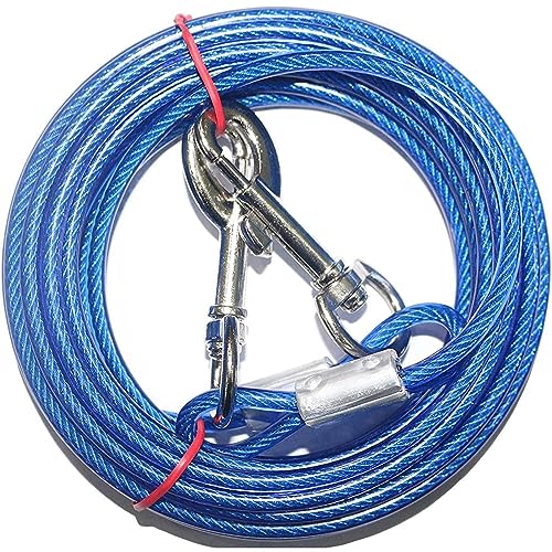 Kabel verzinkter Stahldraht, Haustierleine mit PVC-Beschichtung, kaufest, für große Hunde, Haustiere, Hund, Hof, Camping, Outdoor, 10 m, Blau von DANETI