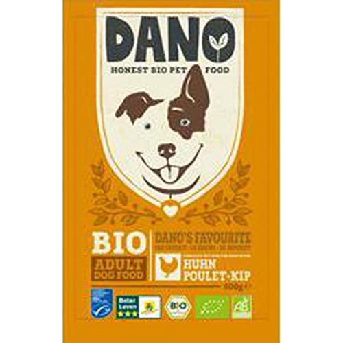 DANO Bio-Trockenfutter für Hunde - Leckerli mit Bio-Huhn, MSC-Fisch, Bio-Erbsen & Baobab - Für mittelgroße bis große Hunde - Gesunde Ernährung Vollnahrung für Erwachsene Hunde - 500g von DANO