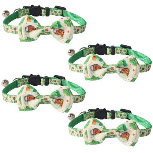 DAOFEUK St. Patrick's Katzenhalsbänder, verstellbare St. Patrick's Haustier-Fliege, Hundehalsband mit Glöckchen, irisches Glücksklee (4) von DAOFEUK