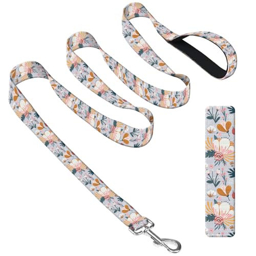 DAORJWL Hundeleine mit Neoprengriff, Hundetrainingsleine, 1,8 m, niedlich, langlebig, Polyester, für mittelgroße und große Hunde, Boho, bunte Blume von DAORJWL