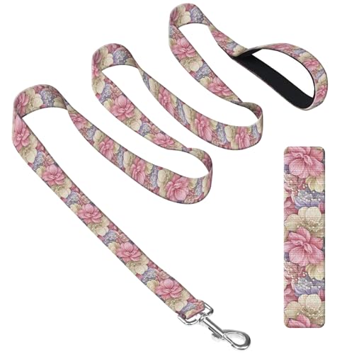 DAORJWL Hundeleine mit Neoprengriff, Hundetrainingsleine, 1,8 m, niedlich, langlebig, Polyester, für mittelgroße und große Hunde, luxuriöse Blume von DAORJWL