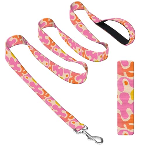 DAORJWL Hundeleine mit Neoprengriff, Hundetrainingsleine, 1,8 m, niedlich, langlebig, Polyester, für mittelgroße und große Hunde, niedliche rosa Form von DAORJWL