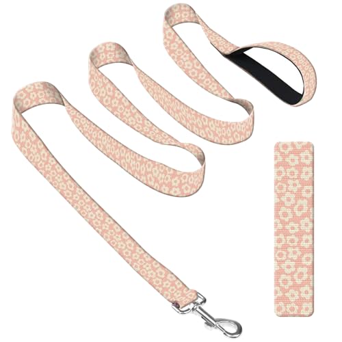 DAORJWL Hundeleine mit Neoprengriff, Hundetrainingsleine, 1,8 m, niedlich, langlebig, Polyester, für mittelgroße und große Hunde, niedliches rosa Blumenmuster von DAORJWL