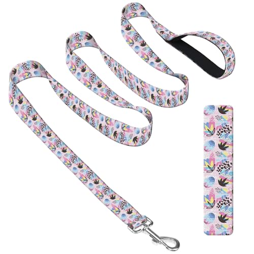 DAORJWL Hundeleine mit Neoprengriff, Hundetrainingsleine, 1,8 m, niedlich, langlebig, Polyester, für mittelgroße und große Hunde, niedliches violettes Blumenmuster von DAORJWL