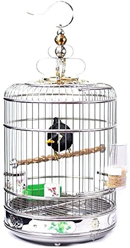 DAPERCI Vogelkäfige Ständer Haustier Vogelkäfige Papagei Haustierhaus Vogelkäfige Elegant lackierter Edelstahl Vogelkäfig Kreativer Papageienkäfig Kühner Stahlring Runder Käfig Vogelkäfige (Size : M) von DAPERCI