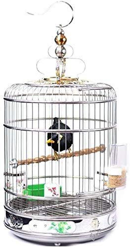 DAPERCI Vogelkäfige Stehender Haustier-Vogelkäfig Papageien-Haustier-Flugkäfig Eleganter bemalter Edelstahl-Vogelkäfig Kreativer Papageienkäfig Bold Steel Ring Round Cage Vogelkäfige (Size : Large) von DAPERCI