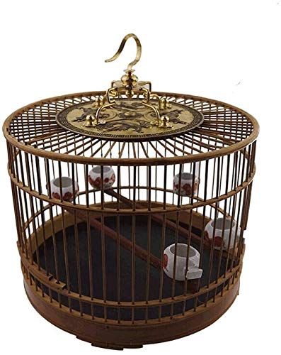 DAPERCI Vogelkäfige Vogelkäfige for Haustiere, Papageienhaus, Vogelhäuschen, Vogelkäfig aus Bambusmaterial mit Haken, Innen- und Außenvogelvilla, chinesischer Stil, Vintage-Vogelkäfig Vogelkäfige von DAPERCI