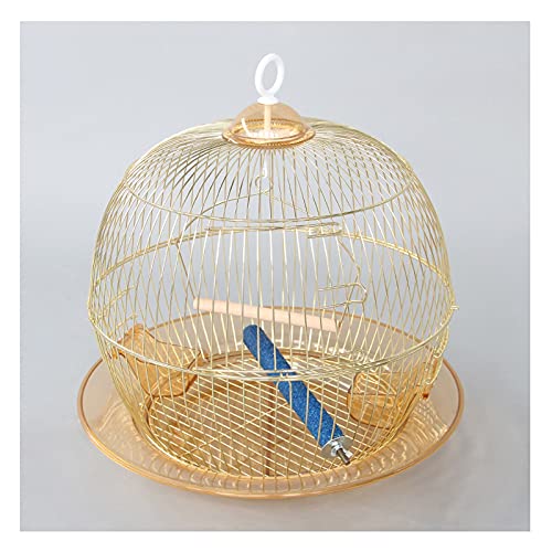 Vogelkäfige Vogelkäfig Pfingstrose Papageienkäfig Runder Vogelkäfig Metallkäfig Zierkäfig Eisen Gold Galvanisierungsprozess Haustierkäfig 38 × 38 cm Vogelkäfige Dekor Vogelkäfige ( Color : Package B ) von DAPERCI