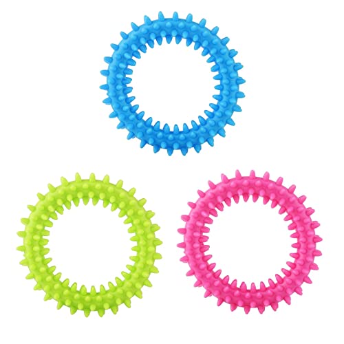 DAQUSU 3Pcs Welpe Zähne Kauen Spielzeug Naturkautschuk Spielzeug Kleiner Hund Welpe Spielzeug Ring 360° Oral Zähne Beruhigen Jucken Welpe Kauen Spielzeug für mittlere kleine Hunde von DAQUSU