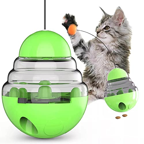 DARRLY&JAVEN Katzenspielzeug Katzenspielzeug Leckerli-Ball Spielzeug Katze Leckerli-Spender Katzenfutter Puzzle Katzenfutter Ball Futterspender Ball für Katzen (Grün) von DARRLY&JAVEN