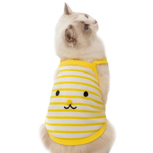 DASHIELL Ärmellose Katzenkleidung, Shirt für Katze | Streifen-Kätzchen-Outfits-Kostüm,Dehnbare, atmungsaktive, weiche, Bezaubernde Katzenkleidung für, Partys, 3–11 Pfund schwere Katze, von DASHIELL