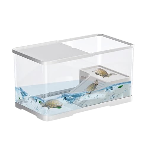 Kleines Schildkrötenbecken Mit Deckel Schildkrötenaquarium Mit Schwimmender Plattform Acryl Reptilien Terrarium Transportbox Reptilien Aufzuchtbox Für Spinnen, Gehörnte Frösche, Echse von DASHIELL