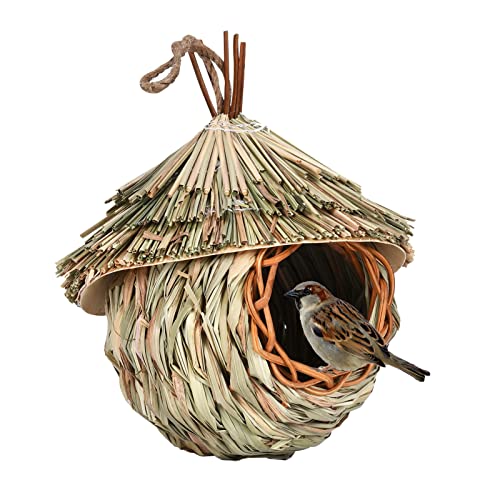 Kolibri-Haus, Natürliches Schilfgras-Vogelhaus, Handgewebtes Kolibri-Nest, Kleine Gras-Vogelhäuser Für Draußen, Naturfaser-Vogelhütte, Vogelhaus Für Gartenfenster, Outdoor-Heimdekoration von DASHIELL