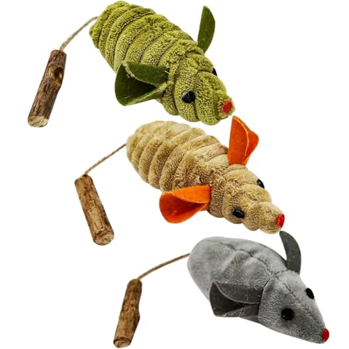 DASIAUTOEM Katzenspielzeug Maus, Katzenminze Spielzeug für Katzen, 3 Stück Interaktives Katzenspielzeug, Catnap Plush Katze Maus Spielzeugmäuse für Katzen, Bewegung und Kauen von DASIAUTOEM