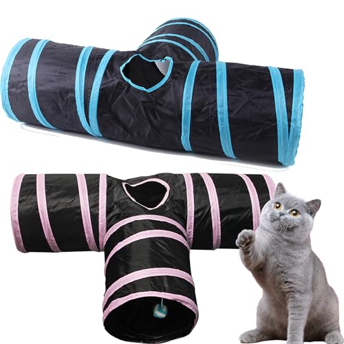Pet Cat Tunnel Tube Cat Toys Collapsible, Cat Tunnels for Indoor Cats, Tunnel Bored Cat Pet Toys Peek Hole Toy Ball Cat,Puppy,B von DATOZA