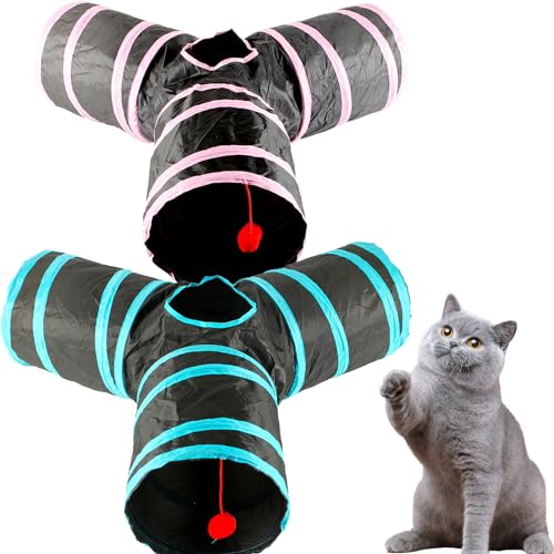 Pet Cat Tunnel Tube Cat Toys Collapsible, Cat Tunnels for Indoor Cats, Tunnel Bored Cat Pet Toys Peek Hole Toy Ball Cat,Puppy,E von DATOZA