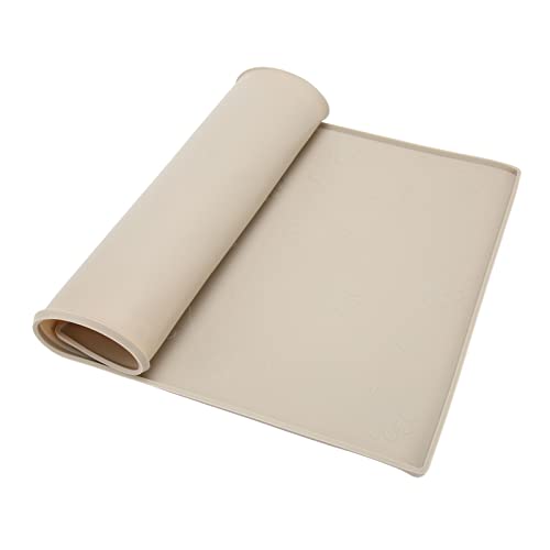 DAUZ Hundefutter-Pad, Haustier-Futtermatte mit Erhöhtem Rand, rutschfest, Flexibel, Sauber für Wassernapf (Beige) von DAUZ