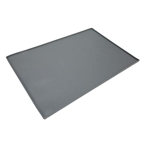 DAUZ Hundefutter-Pad, Haustier-Futtermatte mit Erhöhtem Rand, rutschfest, Flexibel, Sauber für Wassernapf (Gray) von DAUZ