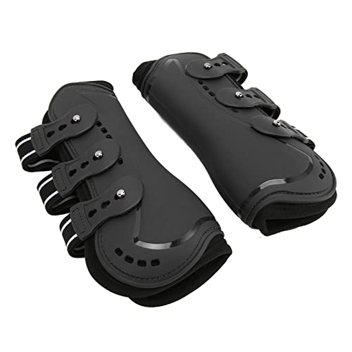 DAUZ Pferde-Vorderbeinschutz, Professionelle Pferde-Vorderbeinstiefel, Atmungsaktiv, Stoßdämpfend, Schwarz, für Spring-Show-Training (L 26 cm) von DAUZ