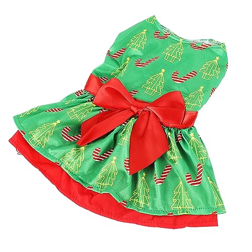 DAUZ Sommer-Welpenkleid mit Weihnachtsbaummuster, Modisches Hundekleid mit Feinen Nähten, süß für die Weihnachtsfeier (L) von DAUZ