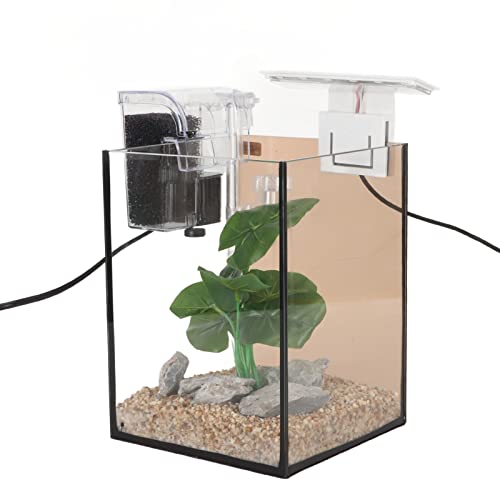 Kleines Desktop-Aquarium, 3-in-1-Betta-Aquarium, Geräuschlose Filtration, Transparent, Dekorativ für das Büro (EU-Stecker 220 V) von DAUZ