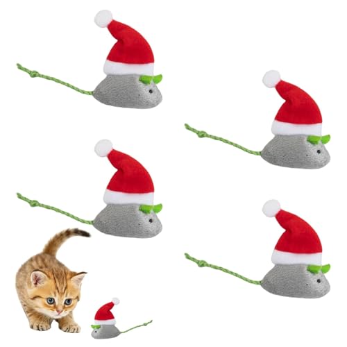 DAWCBVJQ Katzen-Weihnachtsspielzeug,Mäuse-Katzenspielzeug - Weihnachtsmann Katzenspielzeug Katzenminze Weihnachtsspielzeug - Interaktives Katzenspielzeug, weihnachtliches Katzenspielzeug mit von DAWCBVJQ