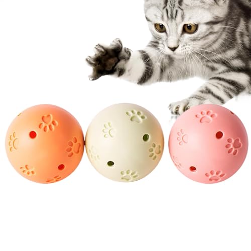 DAWCBVJQ Katzenminenkugeln für Katzen, Katzenspielzeugball, 3X hohlauslösende Katzenbälle, Interaktives Kätzchen Rasselspiel, Haustier -Trainingspielzeug, Bodenkauen, Kratzspielzeug für kleine Tiere von DAWCBVJQ