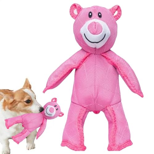 DAWCBVJQ Unbreaka-Bear Hundespielzeug – Unzerstörbares rosa Bär-Hundespielzeug für aggressive Kauer, 28 cm, quietschendes Hundespielzeug, unzerstörbar für große und kleine Hunde, langlebiges von DAWCBVJQ