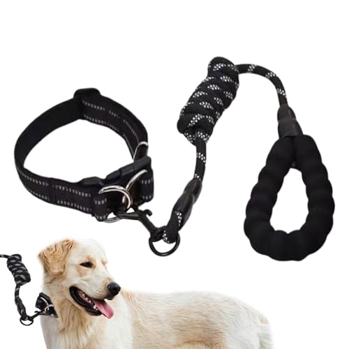 DAWCBVJQ Verstellbares Haustierhalsband, Hundehalsband für mittelgroße Hunde - Atmungsaktives Halsband für Hunde mit Seil-Set - Wetterfestes, gepolstertes Hundehalsband, geeignet für große, mittlere von DAWCBVJQ