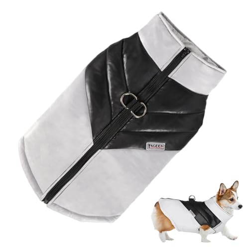 DAWCBVJQ Wasserdichte Hundejacke, Winter-Hundemantel, warme Hundejacke, Weihnachts-Hundeweste, kleine Hundejacke mit 2 D-Ringen, Hundepullover mit Reißverschluss für Weihnachten von DAWCBVJQ