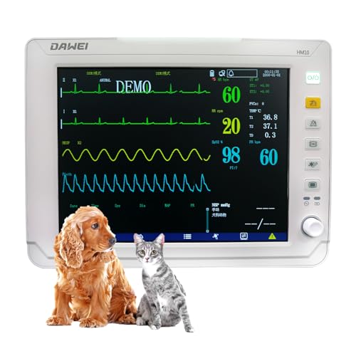 DAWEIanimed Tierarzt-Patientenmonitor Multiparameter-Intensivstation mit ETCO2, Veterinär-EKG, SPO2.HR, NIBP, RESP, Temperatur für Katzen, Hunde, Maus, Tiere von DAWEIanimed