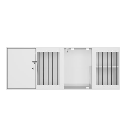 Katzenkäfig,Katzenschrank mit 2 Löchern,Abschließbare Glastür,Katzenkloschrank mit 3 Räumen,Katzenhaus für Katzentoilette,für 1-2 Katzen,MDF,Weiß,160x50x57cm von DAWNSPACES