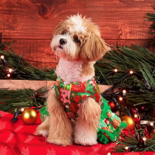 Lustiges Hunde- und Katzenkostüm mit Weihnachtsbaum-Design, weiches Material sorgt für Komfort beim Feiern (S) von DAZZLEEX