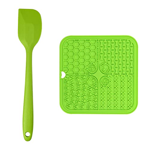 Pet Slow Food Mat,Silicone Pet Suction Cup Licking Mat Pet Meal Mat Washing Distraction Dog Lick Mat Squeegee Green + Green 20,1 x 20,1 x 0,6 cm von DAZZLEEX