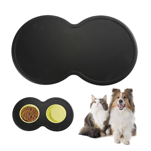 1 Stück Hundenapfmatte, Schwarze Silikon-Hundefuttermatte, wasserdichte rutschfeste Hundenapfmatte, Haustier-Fütterungsmatte, Haustier-Fütterungsbedarf, Haustiernapfmatte von DAZZLUXE