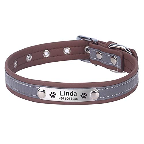 DC CLOUD Halsband Hund Breit Katzenhalsband Mit Namen Reflektierendes Halsband Hund Verstellbare Nicht Leicht Zu Tragen Für Welpen Kleine Mittlere Hunde Und Katze Medium,Coffee von DC CLOUD