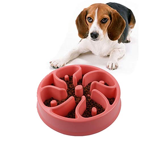 DC CLOUD Hundenapf Anti Schling Napf Katzen rutschfeste Schüssel Slow Feeder Fressnapf Welpenfutter Wet Bowl Katzenfutterschale Dog Treat Puzzle Spielzeug pink von DC CLOUD