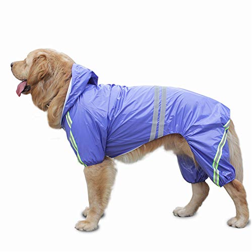 DC CLOUD Hunderegenmantel Wasserdicht Vierbeiniger Hunderegenmantel Hundejacke Große Hunde Reflektierender Regenmantel Hund Atmungsaktiv Und Bequem Für Kleine Mittlere Und Große Hunde Blue,2XL von DC CLOUD