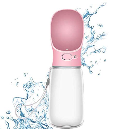 DC CLOUD Tragbare Haustier Wasserflasche Wasserflasche Hund Unterwegs Hundetrinkflasche Portable Hundewasserflasche Mit Schüssel Hundetrinkwasserflasche pink,550ml von DC CLOUD